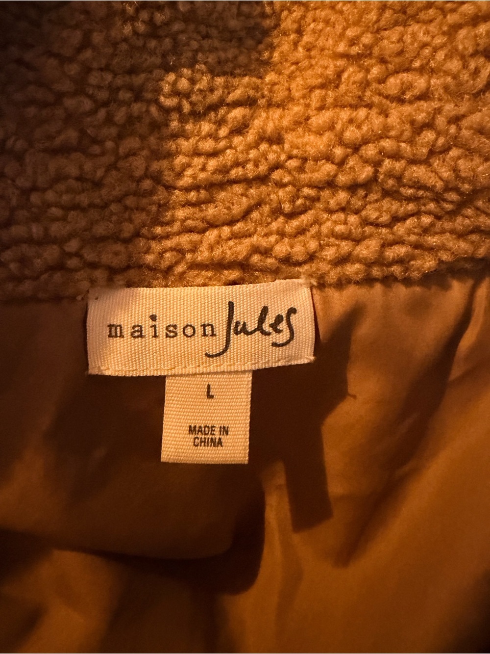 Maison Jules Women’s Teddy Bear Fleece Coat - Camel - Picture 8 of 11